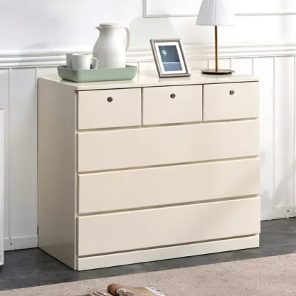 Modern Natural Wood Double Dresser with 5-Drawers Image - 11