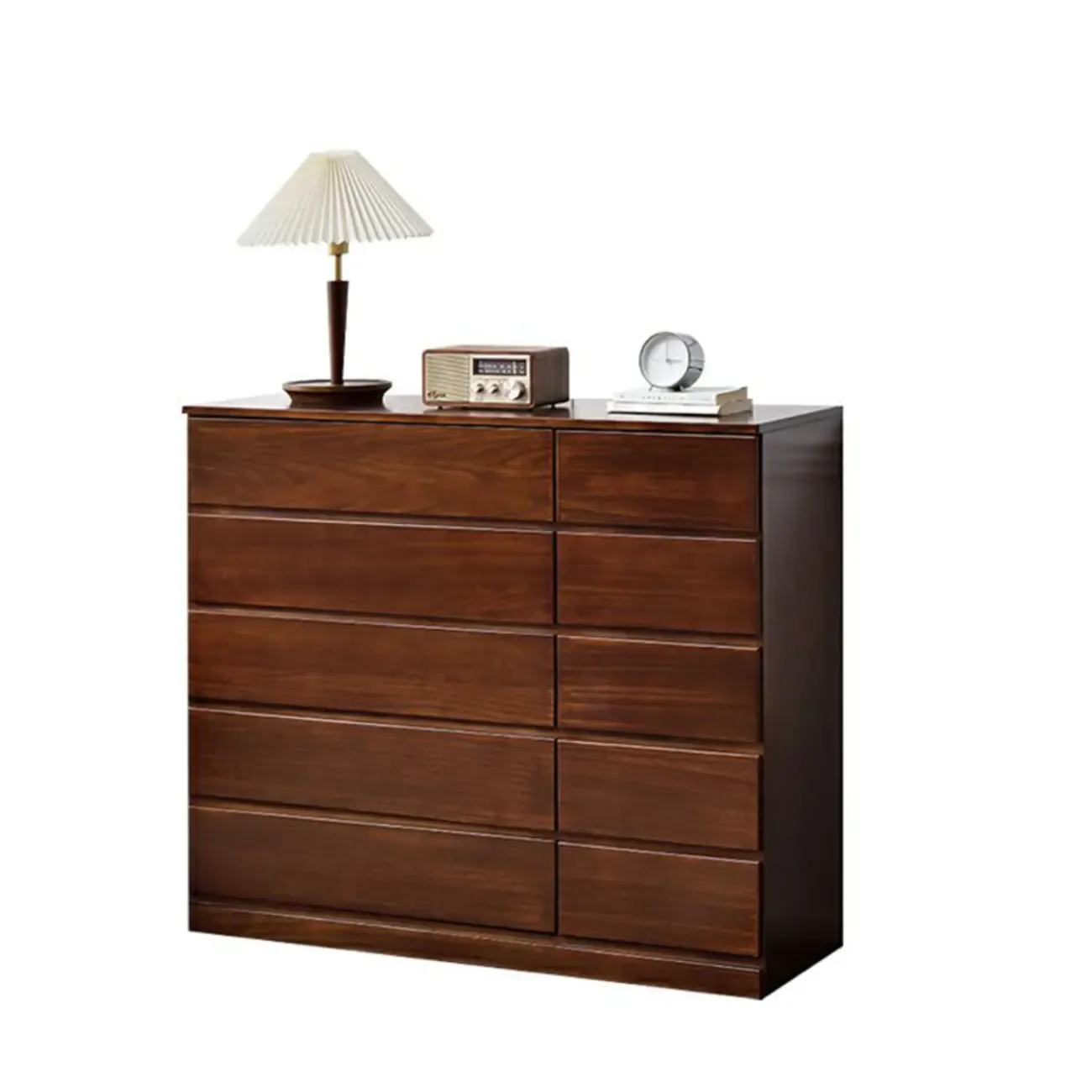 Modern Natural Wood Double Dresser with 5-Drawers Image - 12