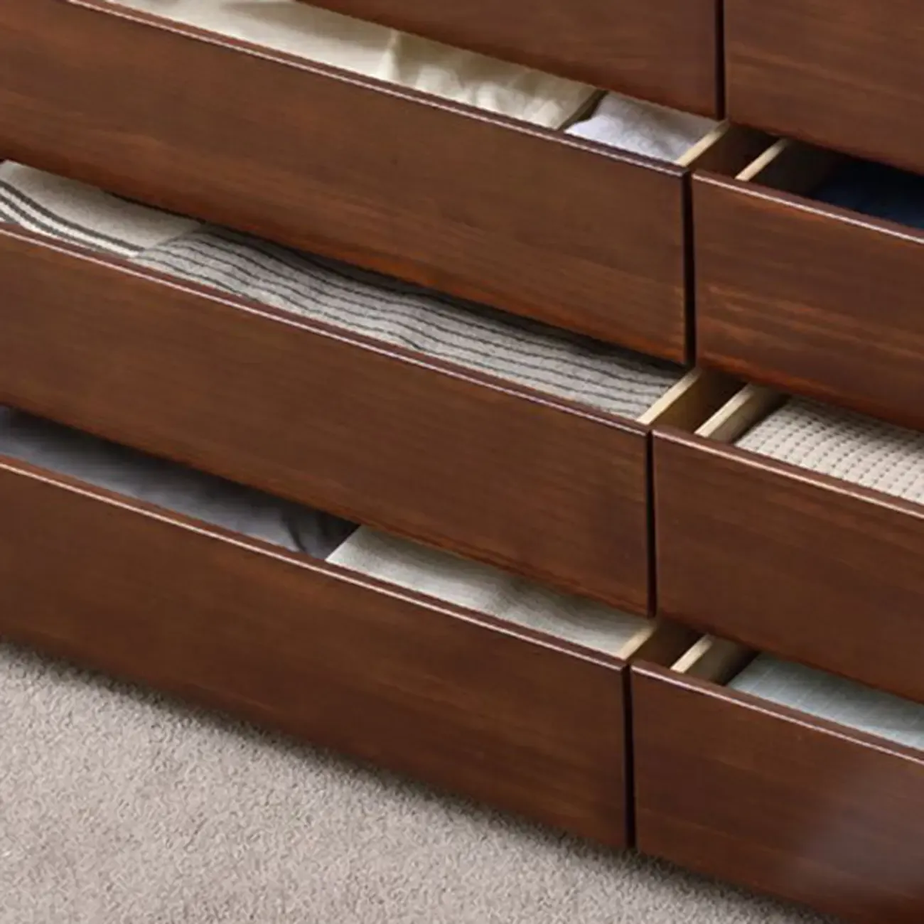 Modern Natural Wood Double Dresser with 5-Drawers Image - 13