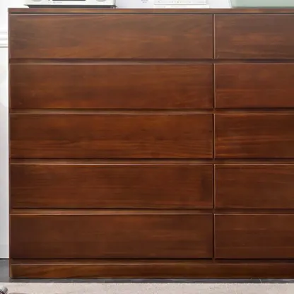 Modern Natural Wood Double Dresser with 5-Drawers Image - 17
