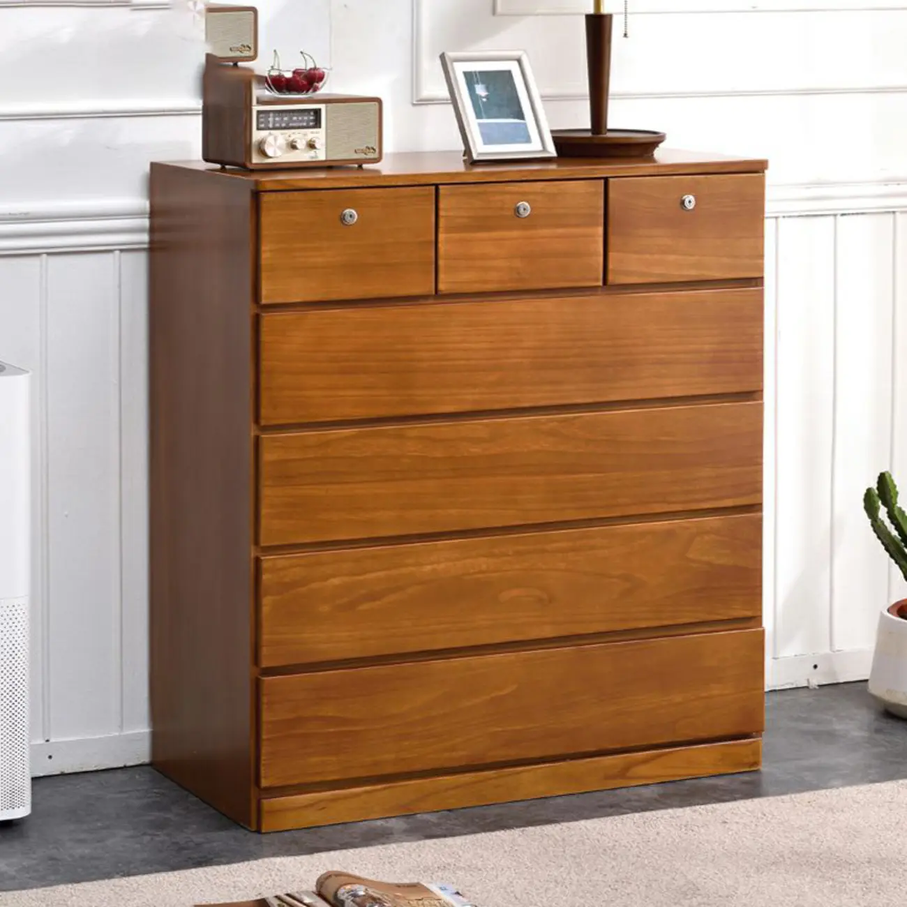 Modern Natural Wood Double Dresser with 5-Drawers Image - 22 | homeyfad