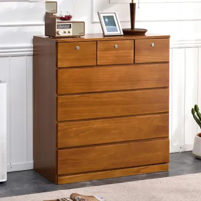 Modern Natural Wood Double Dresser with 5-Drawers Image - 22