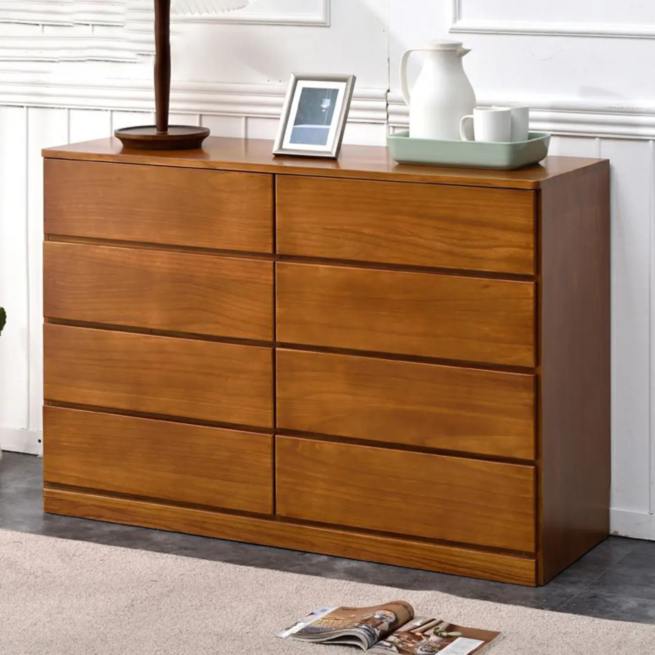 Modern Natural Wood Double Dresser with 5-Drawers Image - 24 | homeyfad