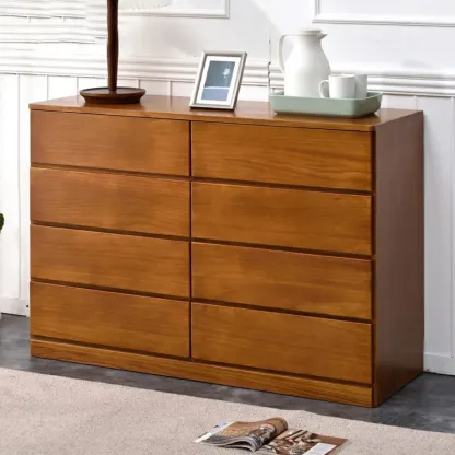 Modern Natural Wood Double Dresser with 5-Drawers Image - 24