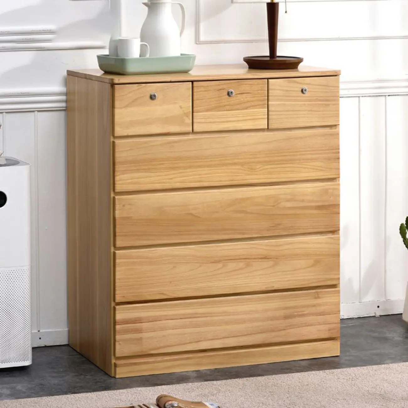 Modern Natural Wood Double Dresser with 5-Drawers Image - 28 | homeyfad