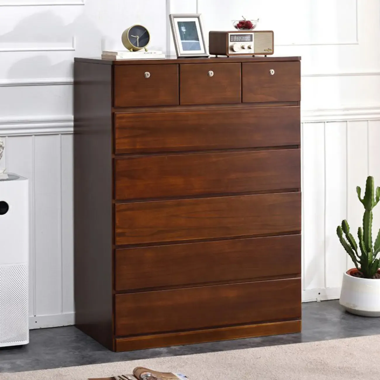Modern Natural Wood Double Dresser with 5-Drawers Image - 33
