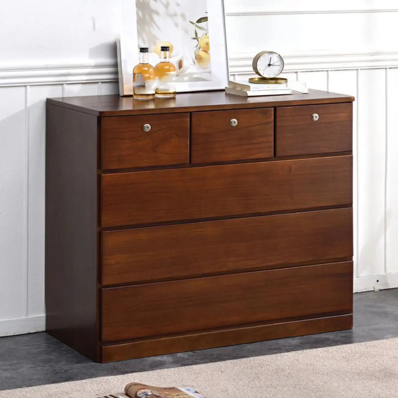 Modern Natural Wood Double Dresser with 5-Drawers Image - 34 | homeyfad