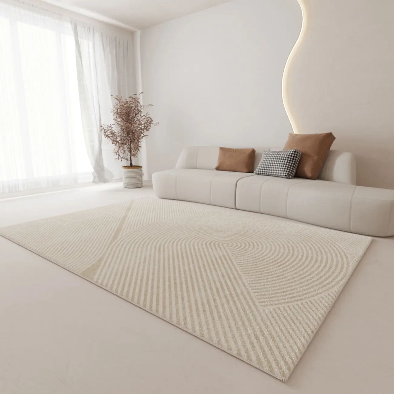 Modern Faux Cashmere Striped Rectangle Indoor Area Rug Image - 1 | homeyfad