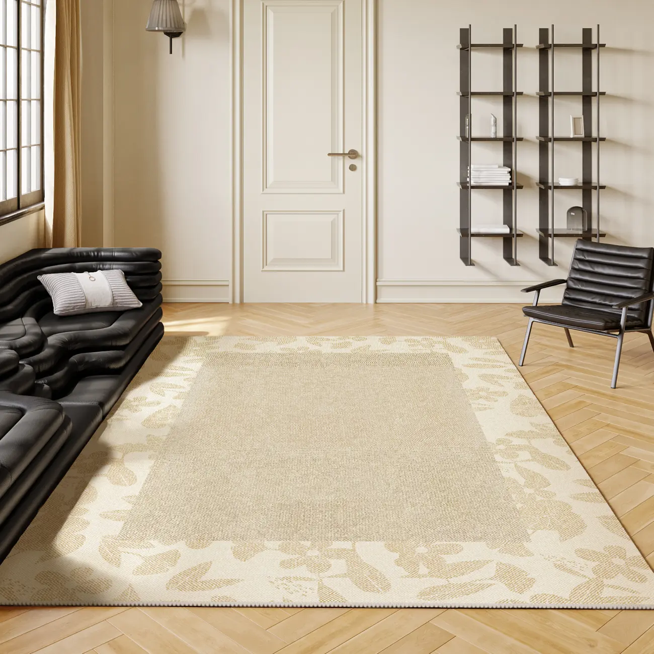 Modern Polyester Plants Skid-resistant Rectangular Area Rug Image - 1 | homeyfad