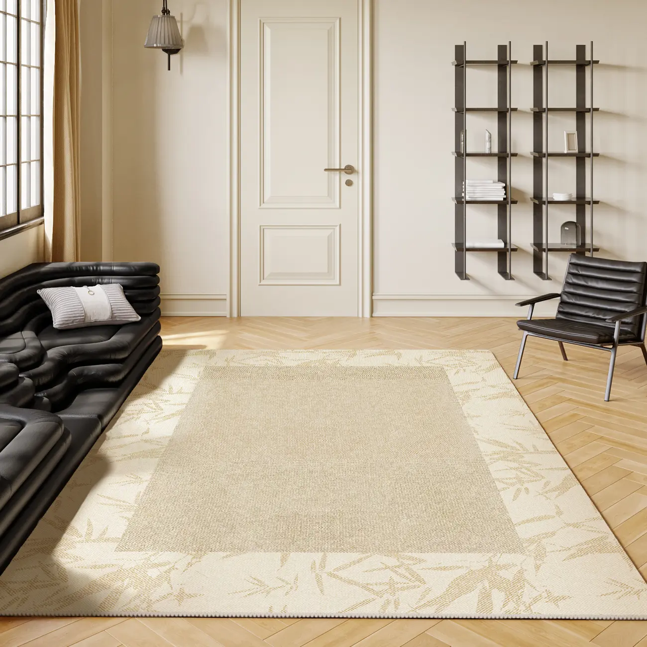 Modern Polyester Plants Skid-resistant Rectangular Area Rug Image - 2 | homeyfad