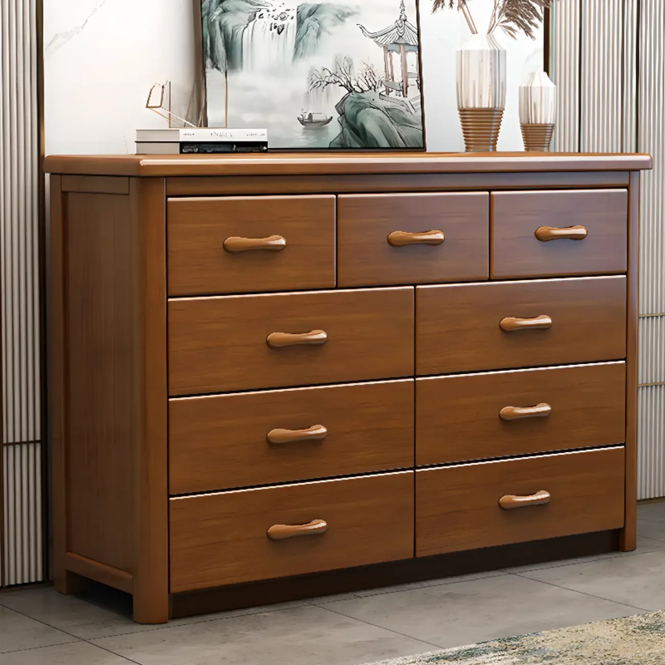 Modern Wood Dressers in Brown Finish Image - 6