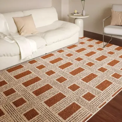 Modern Blend Indoor Checkered Rectangle Area Rug Image - 1
