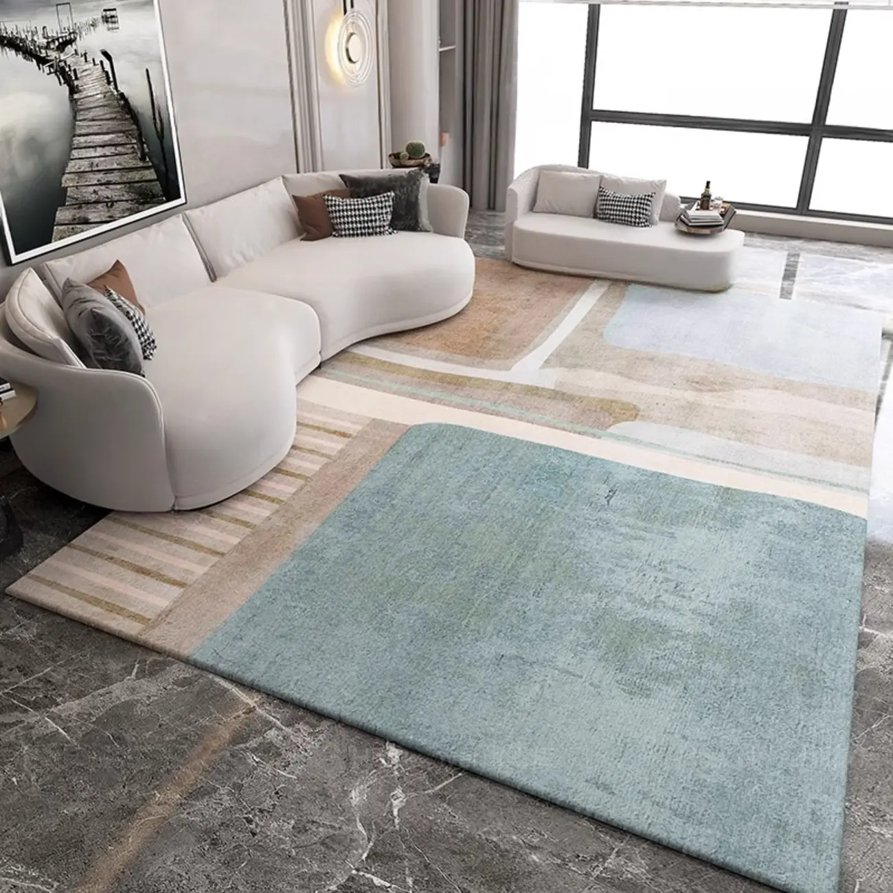 Modern Flannel Anti-slip Rectangle Area Rug Image - 1 | homeyfad