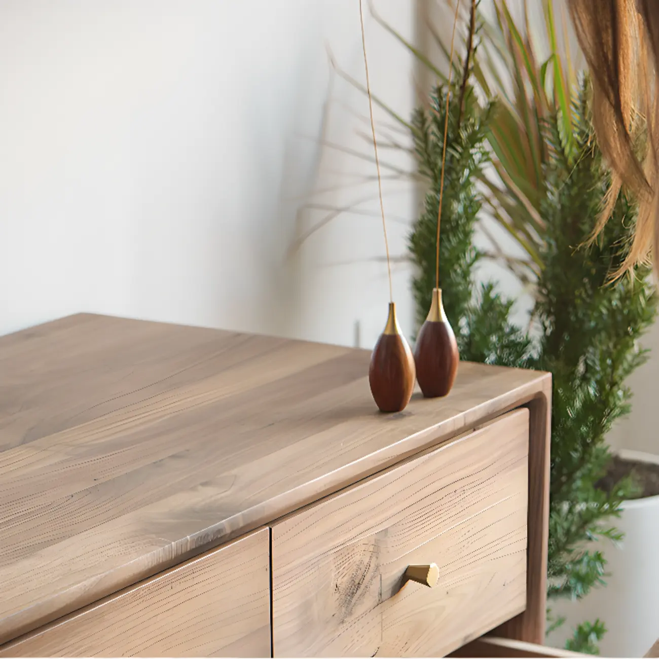 Elegant Cherry Wood 5-Drawer Dresser for Bedroom Image - 6 | homeyfad