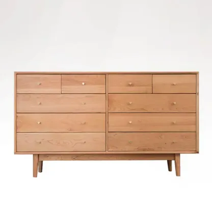 Elegant Cherry Wood 5-Drawer Dresser for Bedroom Image - 9