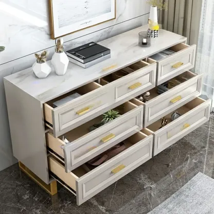 All-match Glam Grey Wood Dressers with Drawers Image - 2