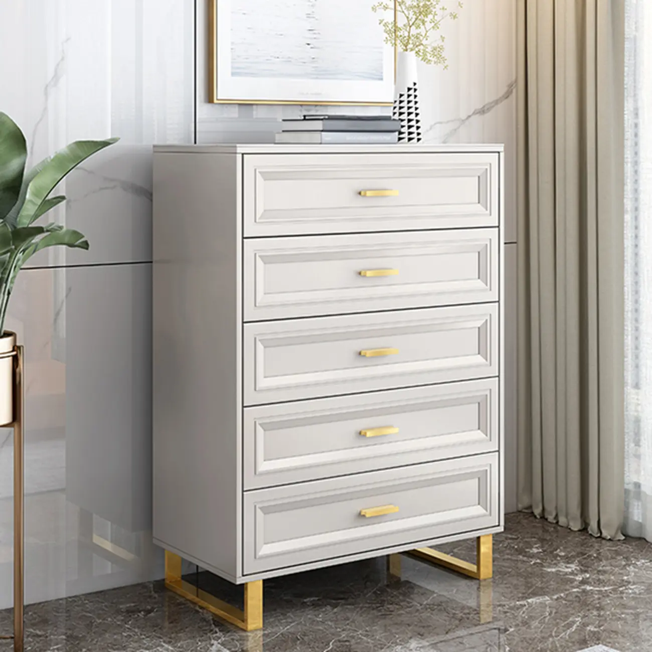 All-match Glam Grey Wood Dressers with Drawers Image - 3 | homeyfad