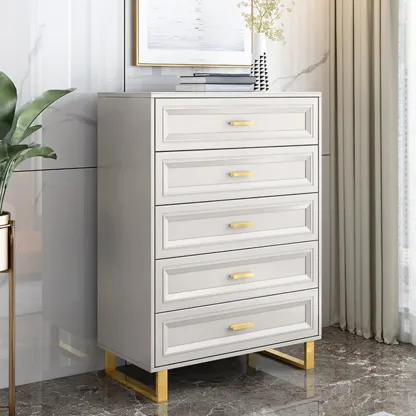 All-match Glam Grey Wood Dressers with Drawers Image - 3