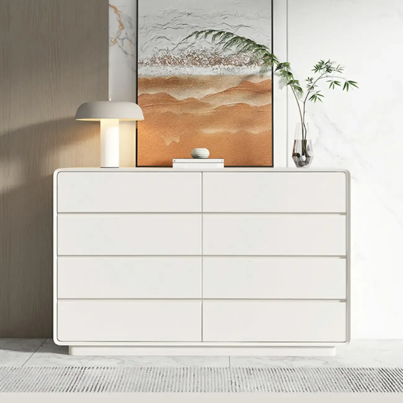 Modern White Wood Dresser with Multiple Drawers Image - 1