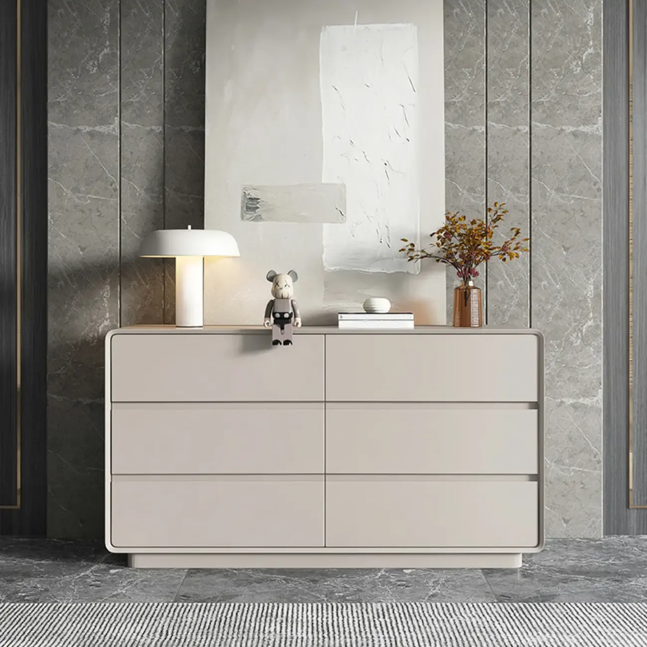 Modern White Wood Dresser with Multiple Drawers Image - 4
