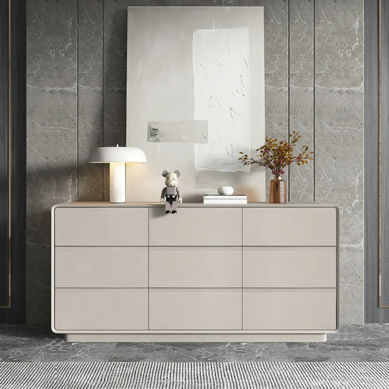 Modern White Wood Dresser with Multiple Drawers Image - 5