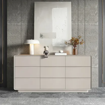 Modern White Wood Dresser with Multiple Drawers Image - 5