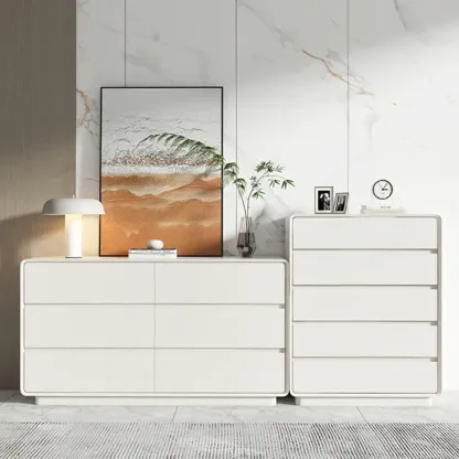 Modern White Wood Dresser with Multiple Drawers Image - 6