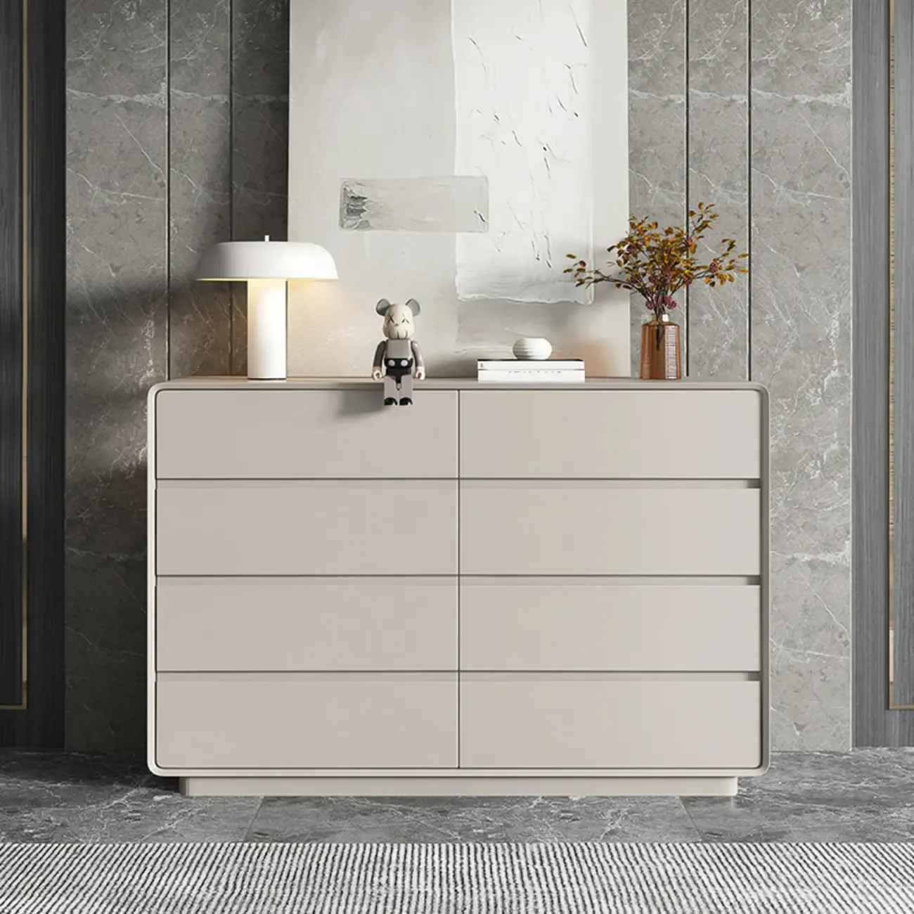 Modern White Wood Dresser with Multiple Drawers Image - 7