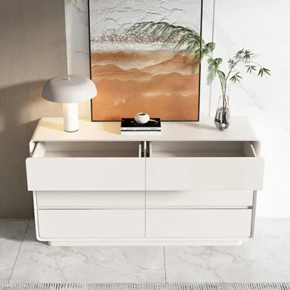 Modern White Wood Dresser with Multiple Drawers Image - 8