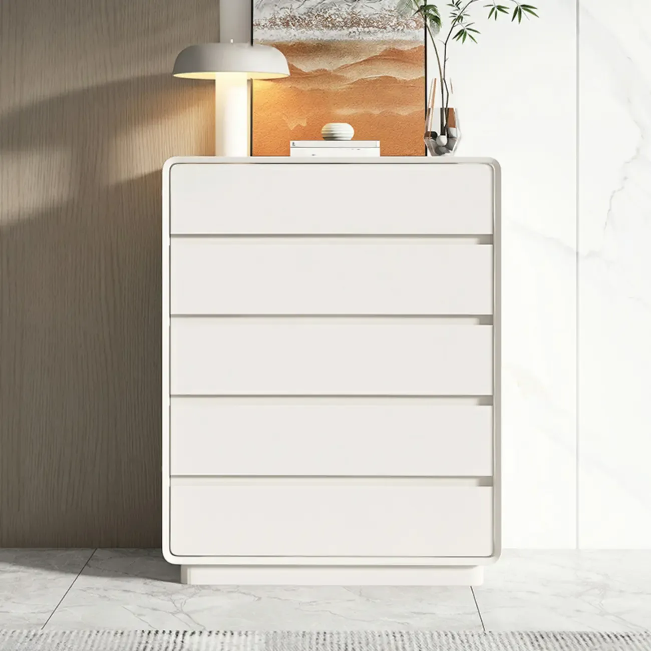 Modern White Wood Dresser with Multiple Drawers Image - 9