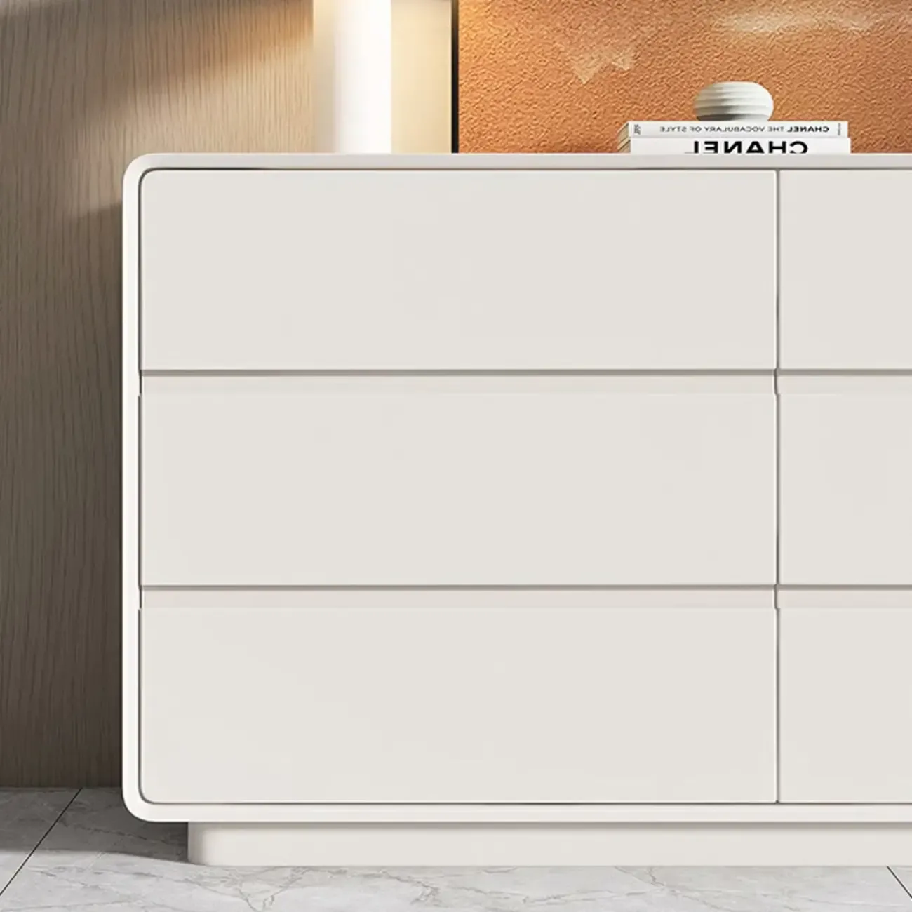 Modern White Wood Dresser with Multiple Drawers Image - 15