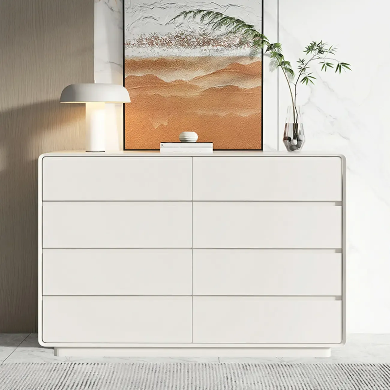 Modern White Wood Dresser with Multiple Drawers Image - 16