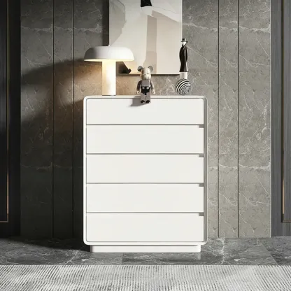 Modern White Wood Dresser with Multiple Drawers Image - 18