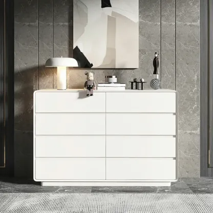 Modern White Wood Dresser with Multiple Drawers Image - 23