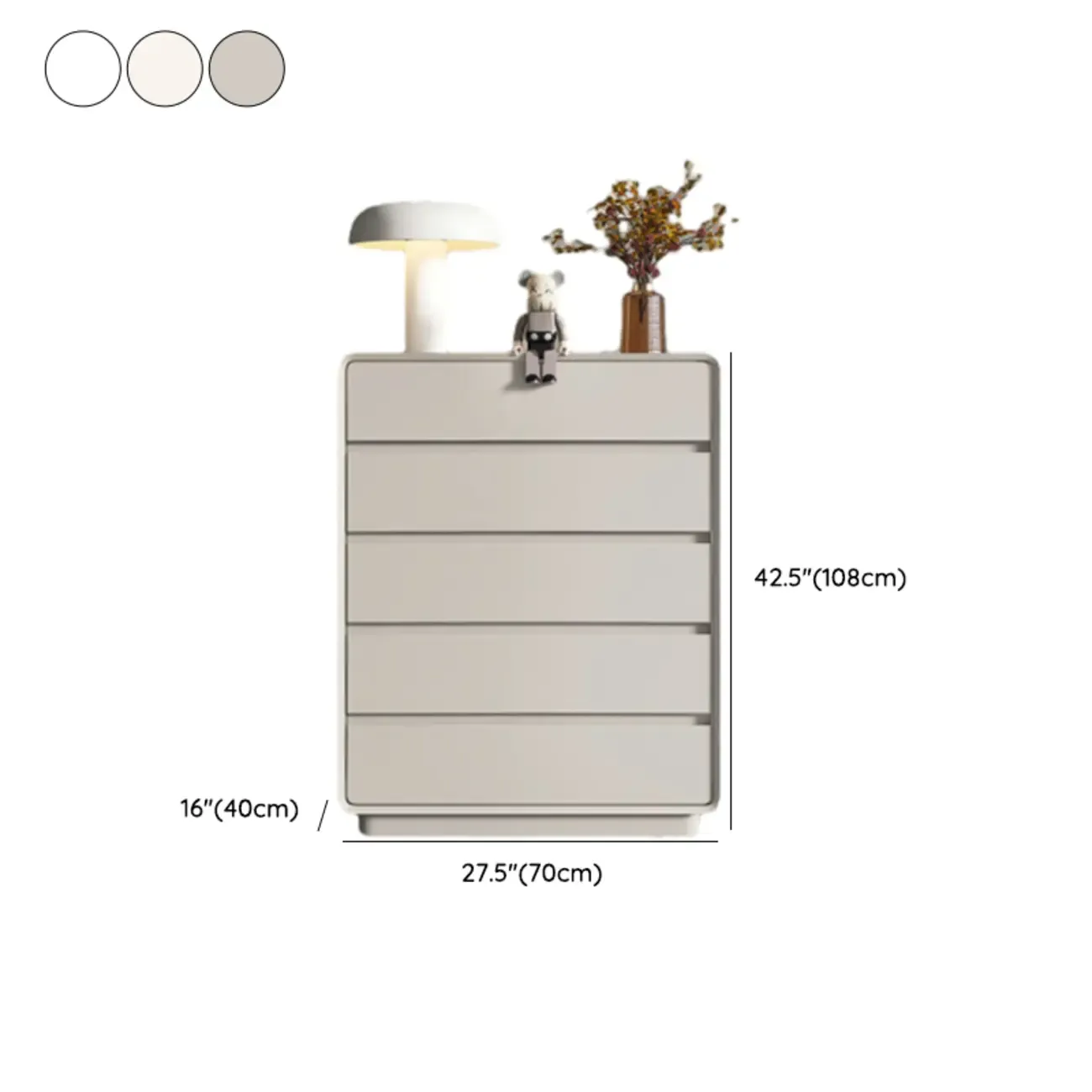 Modern White Wood Dresser with Multiple Drawers #size