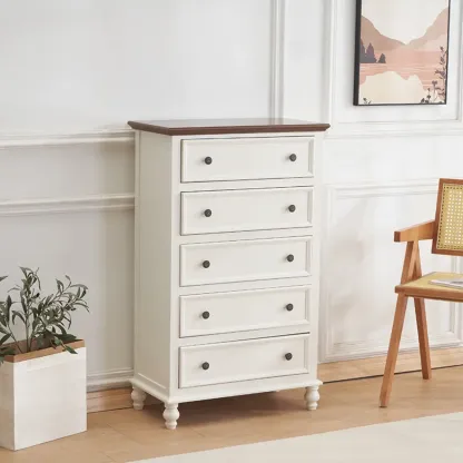 Traditional White Wood Chest with 9-Drawers for Bedroom Image - 2