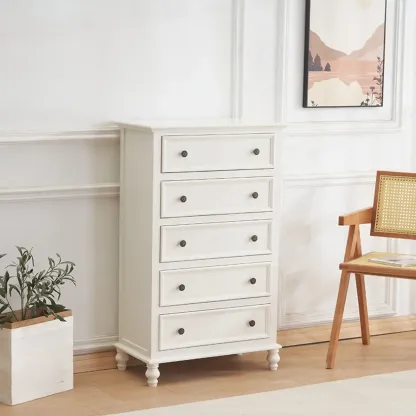 Traditional White Wood Chest with 9-Drawers for Bedroom Image - 6