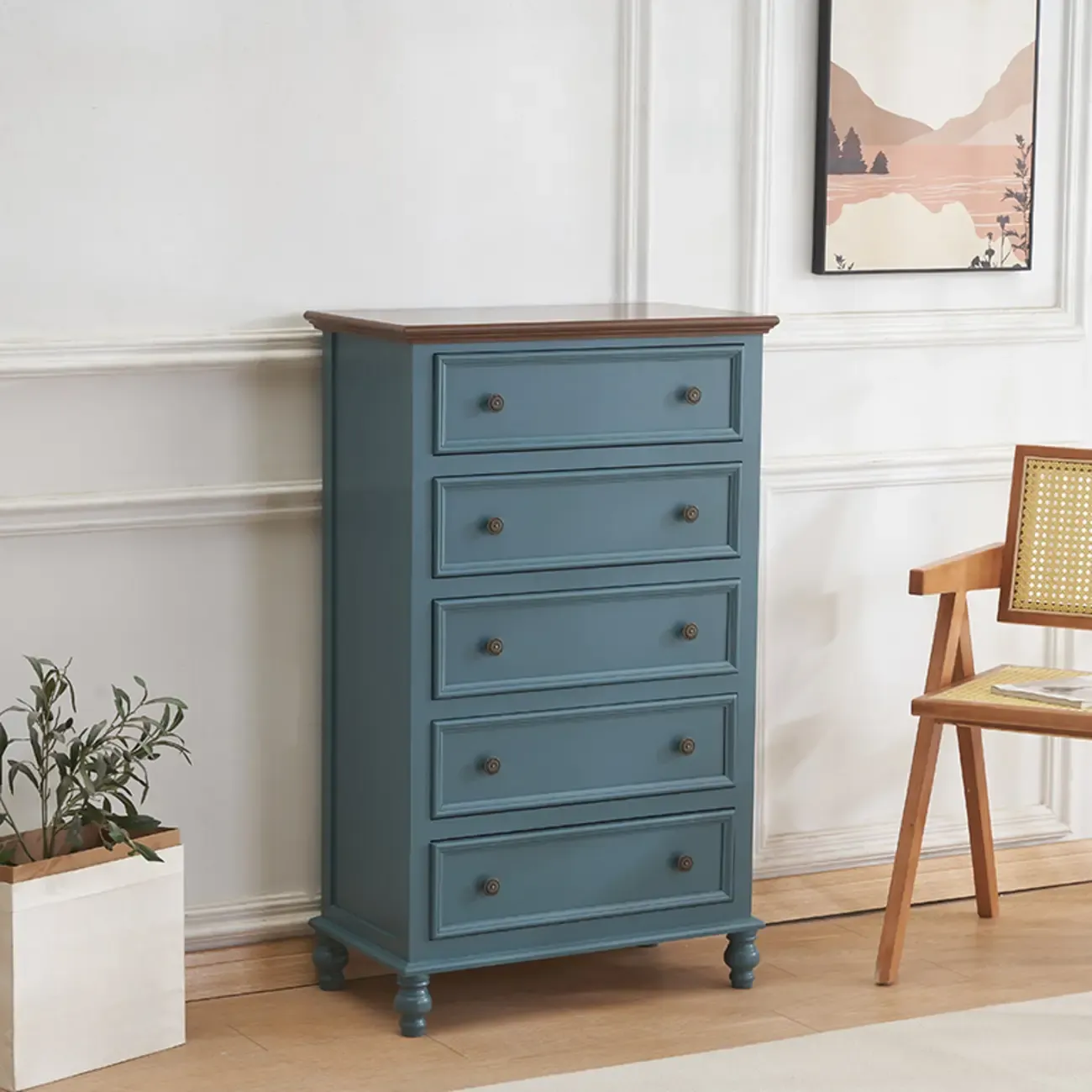 Traditional White Wood Chest with 9-Drawers for Bedroom Image - 7