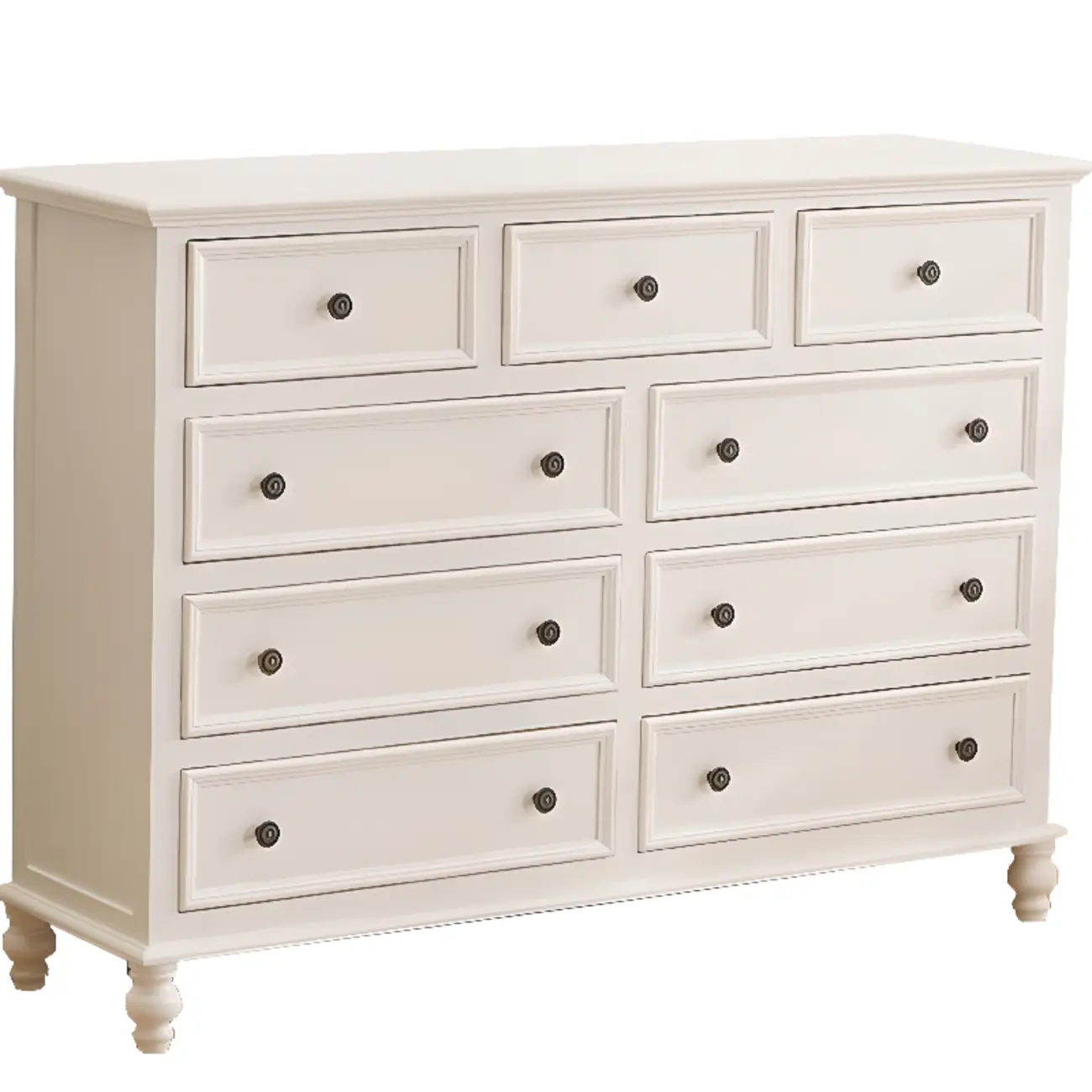 Traditional White Wood Chest with 9-Drawers for Bedroom Image - 8 | homeyfad