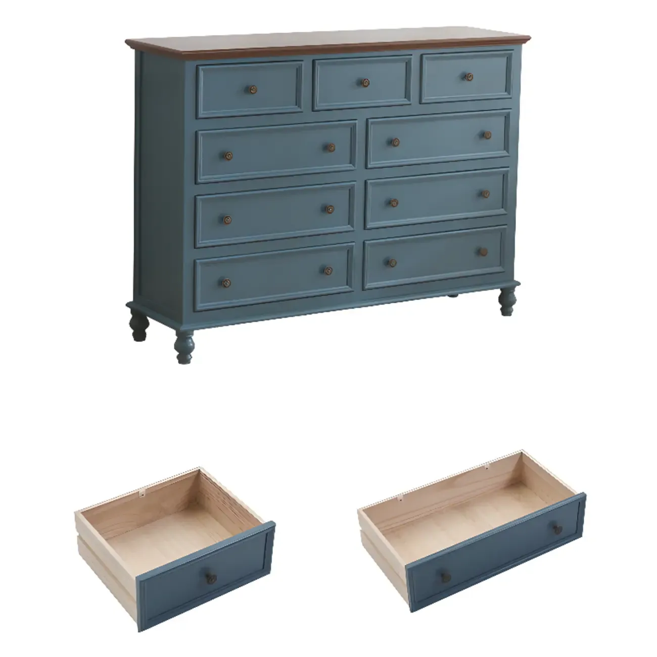 Traditional White Wood Chest with 9-Drawers for Bedroom Image - 9
