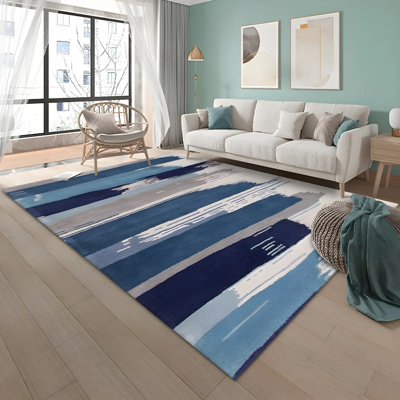 Modern Polyester Abstract Stain Resistant Rectangle Area Rug Image - 1 | homeyfad