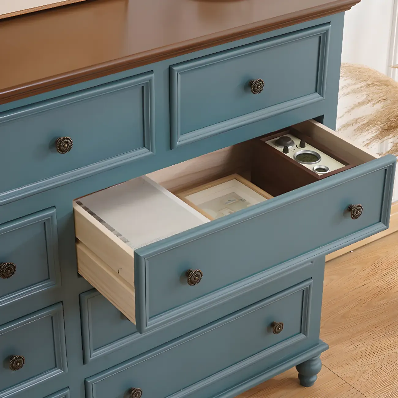 Traditional White Wood Chest with 9-Drawers for Bedroom Image - 15