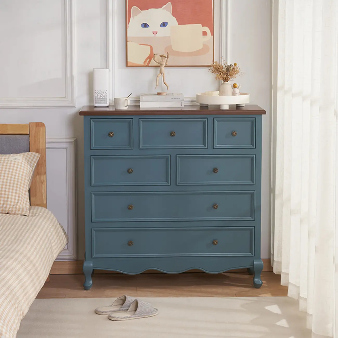 Traditional White Wood Chest with 9-Drawers for Bedroom Image - 18 | homeyfad
