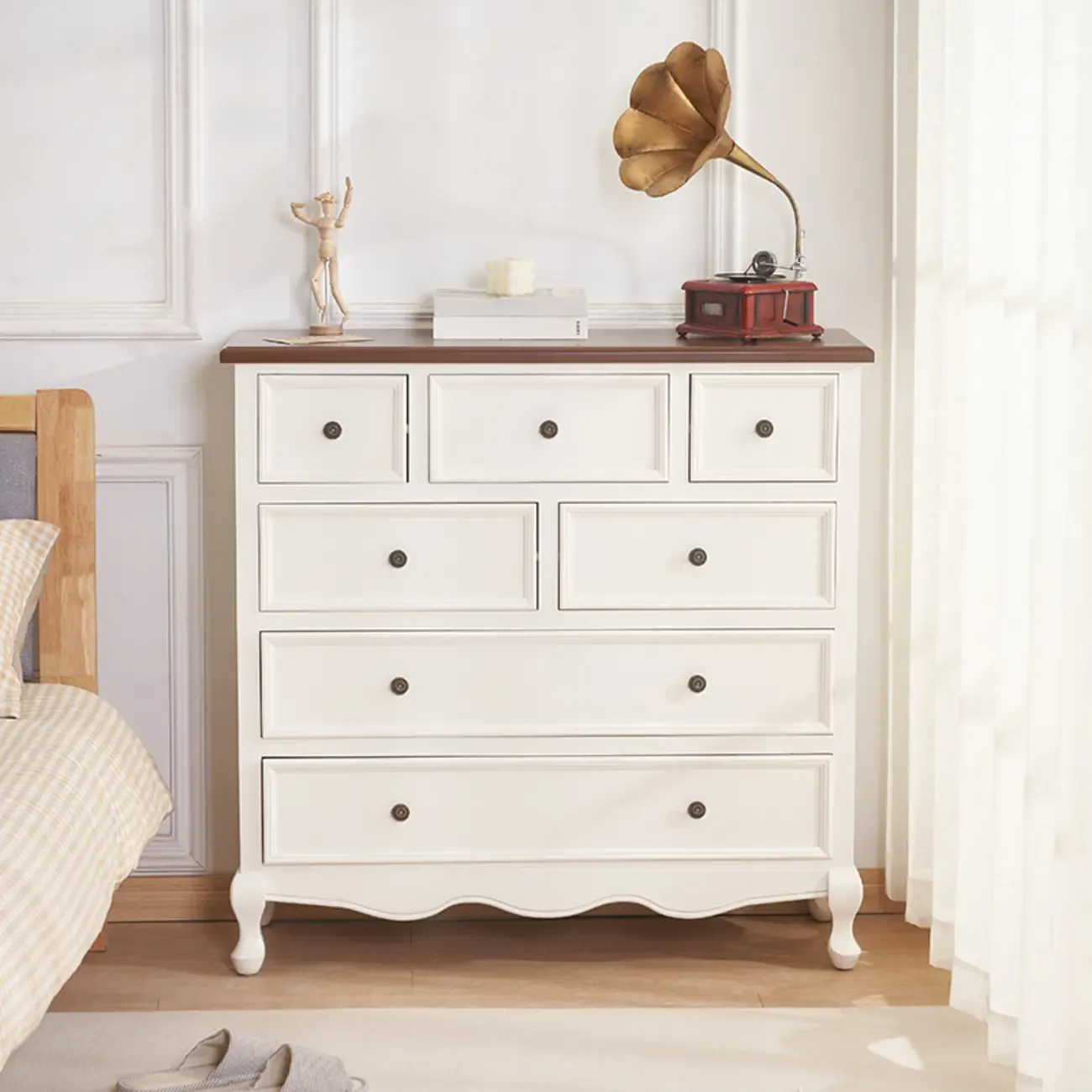 Traditional White Wood Chest with 9-Drawers for Bedroom Image - 21