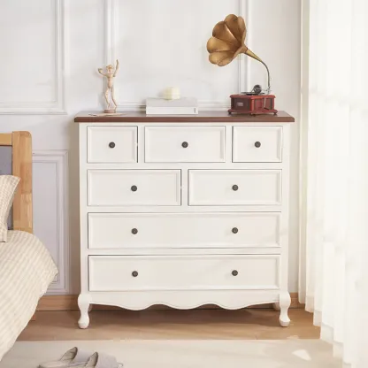 Traditional White Wood Chest with 9-Drawers for Bedroom Image - 21