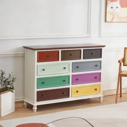 Traditional White Wood Chest with 9-Drawers for Bedroom Image - 24