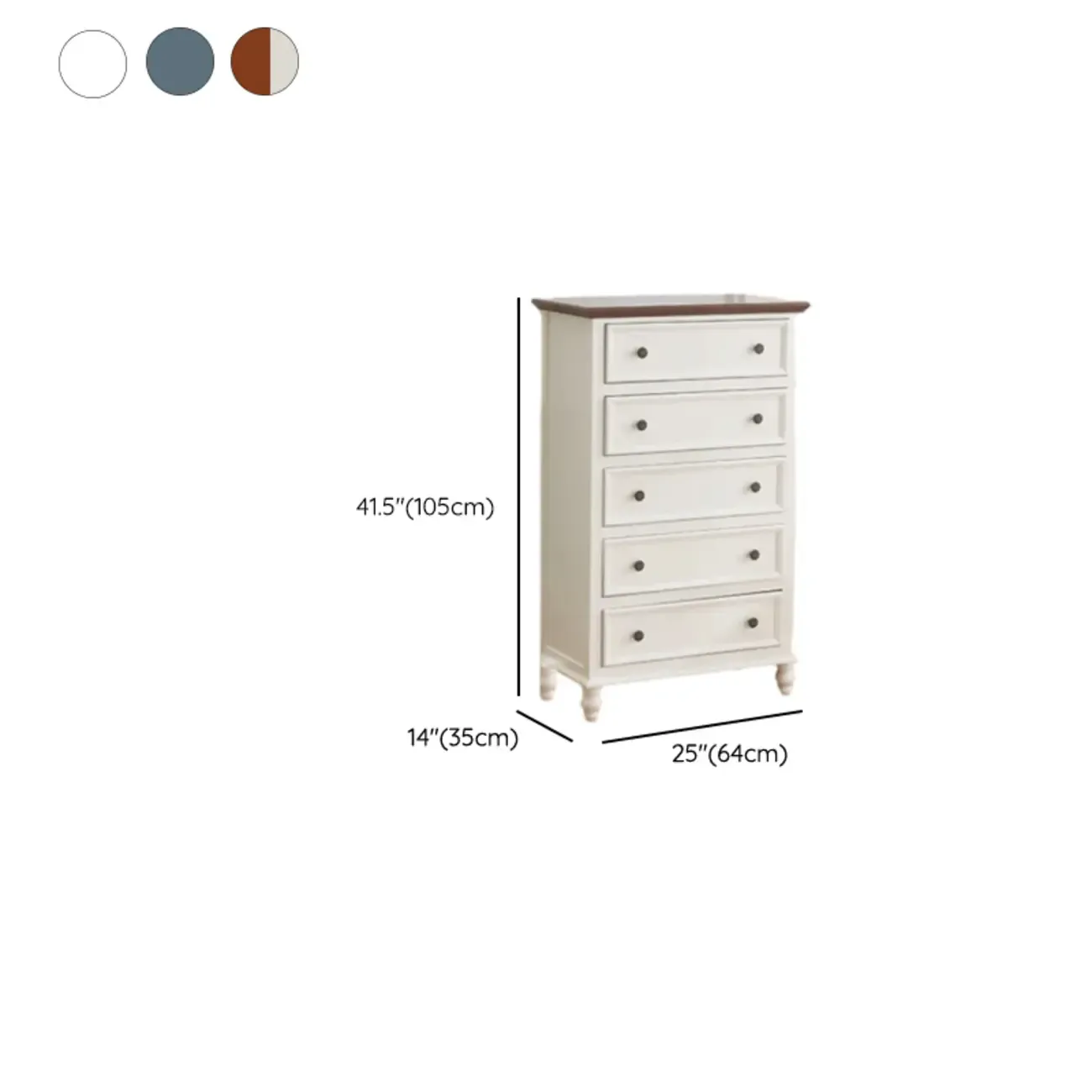 Traditional White Wood Chest with 9-Drawers for Bedroom #size