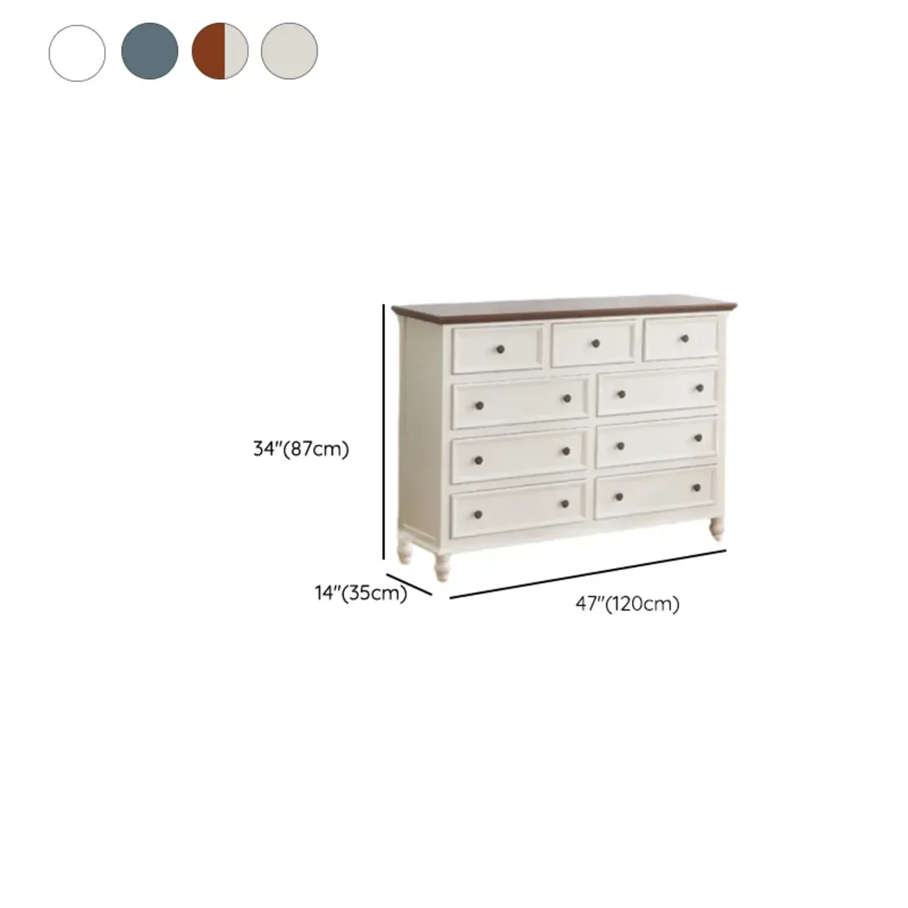 Traditional White Wood Chest with 9-Drawers for Bedroom Image - 26