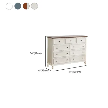 Traditional White Wood Chest with 9-Drawers for Bedroom Image - 26