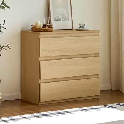 Modern Oak Wood Dresser Chest with Multiple Drawers Image - 3